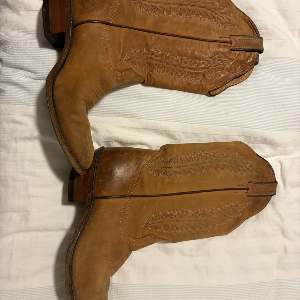 Boulet Tan Leather Cowboy Boots